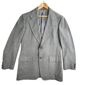 VTG Bachrachs Blazer Men Medium SZ 40 Gray Wool Crown Buttons Classic 80s Jacket